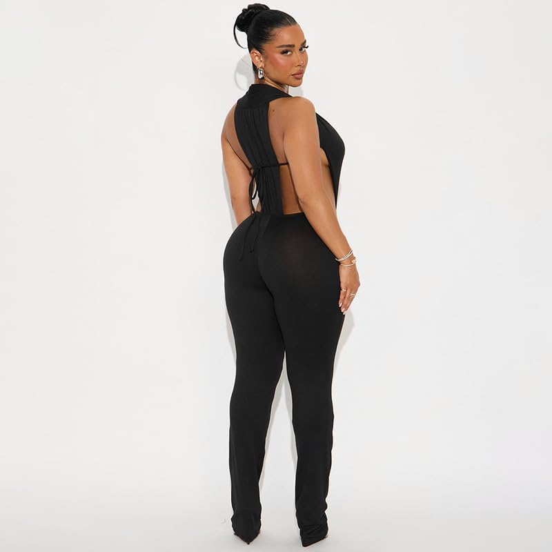 VOIKERDR Sexy 2 Piece Sets for Women Deep V Neck Bodysuit Top and Low Waist Pants Sets Club Outfits - Image 4