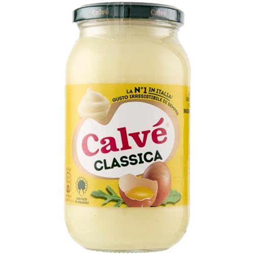 Calvé Klassische Mayonnaise, 450 ml, klassische Calvé Mayonnaise mit Sonnenblumenöl, ideal für Sandwiches und Häppchen, ohne Konservierungsstoffe und Zucker, glutenfrei, vegetarisch