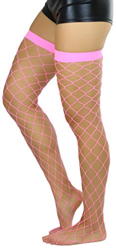 Image of ToBeInStyle Women's Vibrant Large Net Fishnet Thigh High Elastic Nylon Novelty Stockings