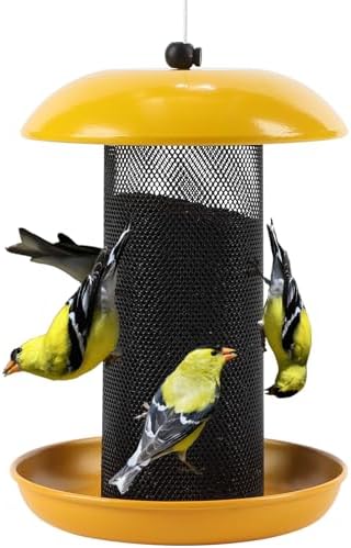 nyjer seed feeders for finches that will transform your backyard experience 7 Meleave Finch Feeders for Outside, Finch Feeder for Nyjer/Thistle Seed, 2.5 lbs Seed Capacity