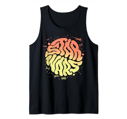 Débardeur Star Wars Psychedelic Text Logo en coton d'été pour fan de pop culture