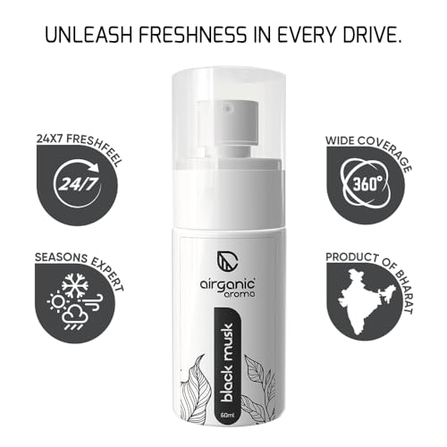 Image of Airganic aroma Black Musk Premium Spray Car Perfume (60 Ml) |Fine Fragrance Car Air Freshener | Car Accessory Interior| 400+ Long Lasting Car Fresheners Scent Spray | Car Accessories 2026