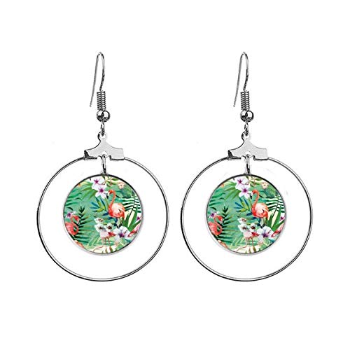 Boucles d'oreilles pendantes tropicales en métal argent au design ciselé