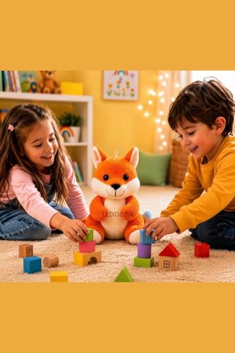 Image of Fox Soft Toy for Girls Boys Kids, Orange, Animal Stuffed Baby Teddy Gift Birthday, 20 cm