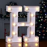 Foaky LED Letter Lights Sign 26 Alphabet Light Up Letters Sign for Night Light Wedding Birthday Party Battery Powered Christmas Lamp Home Bar Decoration (H)