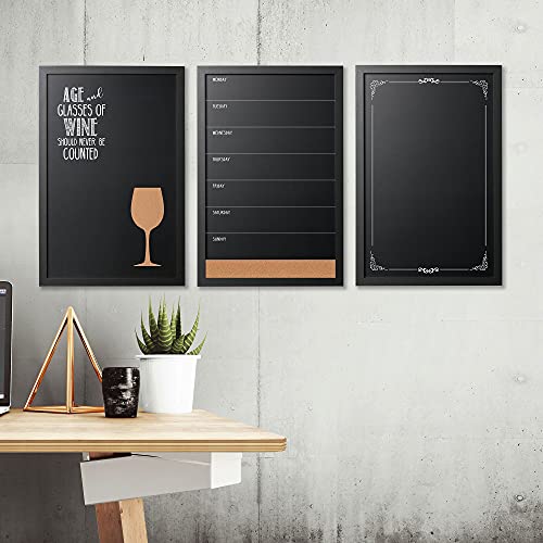 Mastervision Combo Weekly Planner Wallmount Chalkboard With Natural Cork Strip, Black Frame, 16 X 24 Inches (Pm0329168), Brown #TOP3