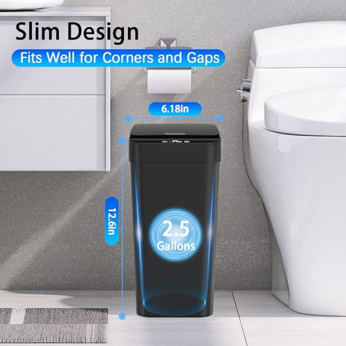 3-Pack-Automatic-Small-Bathroom-Trash-Can-with-Lid-25-Gallon-Touchless-Garbage-Can-Motion-Sensor-Smart-Trash-Bin-Slim-Dog-Proof-Trashcan-Waterproof-Wastebasket-for-Bedroom-Office-Kitchen-Black