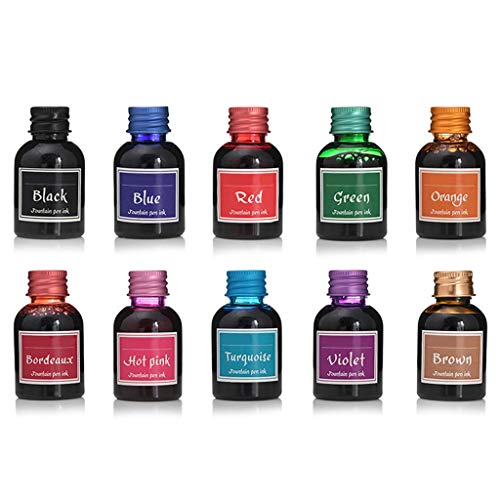 caralin Calligraphy Ink 10 Colors Dip Pen Ink Set Art Writing Drawing Ink Bottles 30ml for Resin Art Tumbler Making Painting Plastic