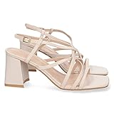 sandalias tacon color beige sandalia abierta moda mujer con tacon