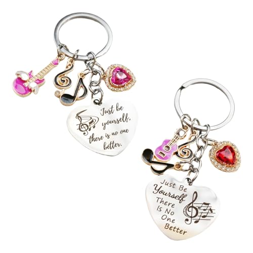 MOPWJCC 2-Pack Inspired Keychains- Lyrics Just Be Yourself Motivational Presents for Fans, Friendship Tokens