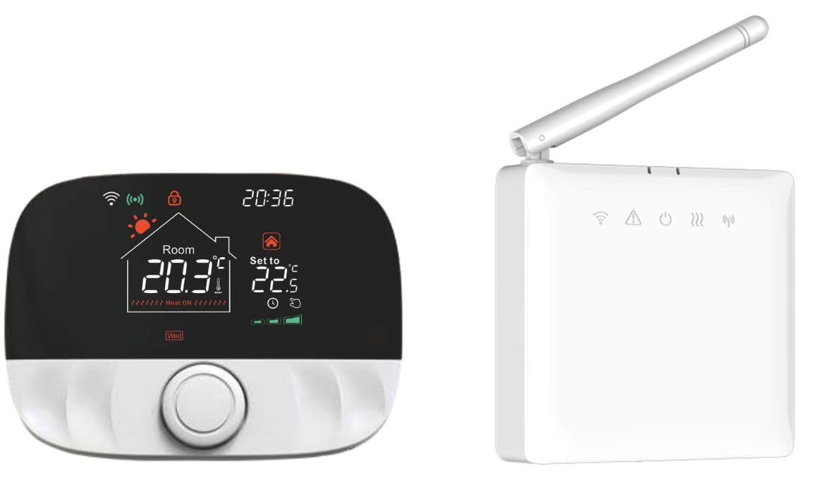 Sone Smart One WLAN Thermostat für Gastherme mit Funk-Empfänger, Tuya | WLAN Thermostat mit potentialfreiem Relais für Heizung & Wärmepumpe