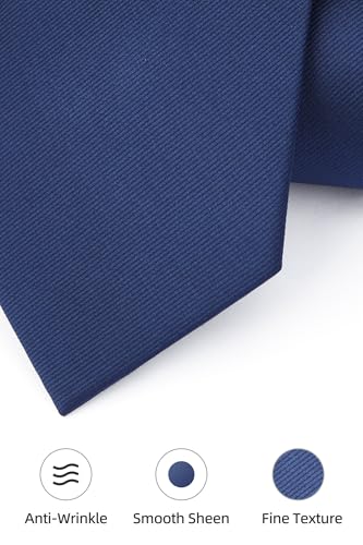Image of HISDERN Mens Ties Solid Color Ties for Men Formal Necktie with Pocket Square Set Satin Silk Neck Tie Handkerchiefs Set
