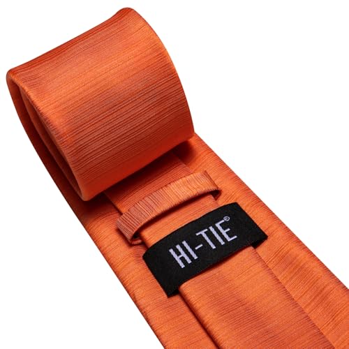 Image of Hi-Tie Men Silk Ties Set with Flower Lapel Pin Necktie Pocket Square Cufflinks for Tuxedo Wedding Business