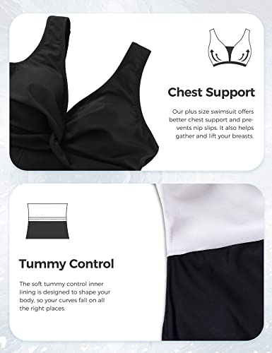 Wantdo Women's Plus Size Swim Dress Modest Swimsuit Vintage Peacock One Piece Swimwear4