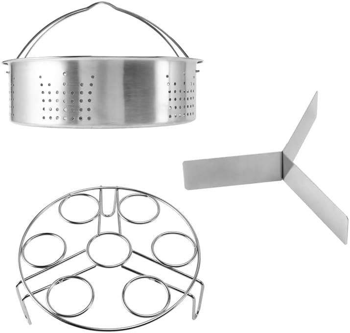 Pmkvgdy 3Pcs/Set Pressure Cooker Accessories Steel Basket with Egg Steamer Rack, Divider for Kitchen