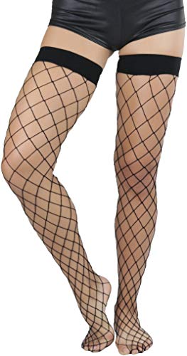 Image of ToBeInStyle Women's Diamond Large and Fine Fence Net Fishnet Nylon Thigh High