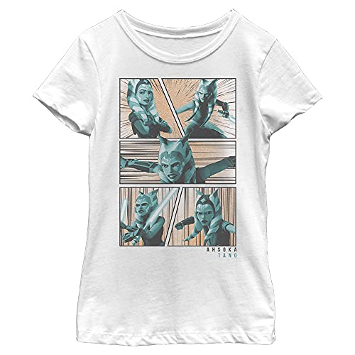 T-Shirt Star Wars Ahsoka Panels vêtement fille blanc manches courtes