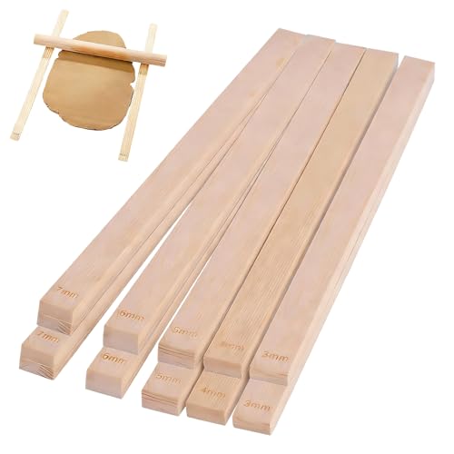 10 Pièces Regle Patisserie, Outils de Poterie, Regle Epaisseur Argile, Accessoires de Poterie, Batonde Guidage Poteries, 3/4/5/6/7mm, Guidesde Rouleau...