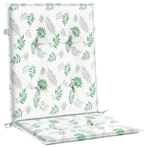 Lot de 2 coussins de chaise à dossier bas 100x50x4cm matelassé motif feuilles