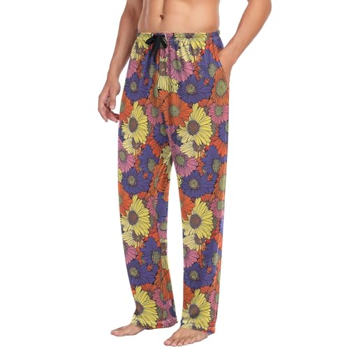 ALAZA Colorful Boho Flowers Men’s Pajama Pants Soft Long Sleep Pants Lounge Pajama Bottoms with Pockets4
