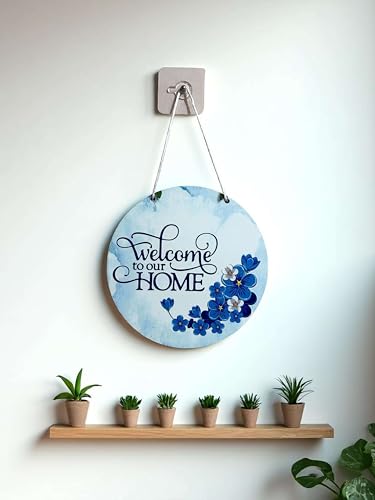 Image of DECORIQUE Wooden Wall Hanging Welcome Sign - Decorative Quote Board for Home, Door, Entrance, Hall & Office - Rustic Wall Art & Housewarming Gift Item
