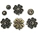 10 Set Bronze Vintage Antique Metal Snap Button Fastener, Four-Leaf Clover Buttons, for Leather Craft DIY Overall Jacket, with Caps Sockets Studs