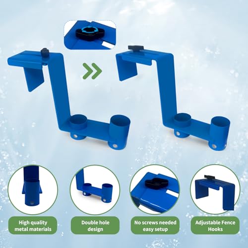 Arborix Pool Equipment Hooks, Pool Tool Hanger Adjustable Pool Fence Hook 2 PCs Waterproof Use for Pool Cleaning Tools Pool Fence Equipment Hooks for Poles Brush Swimming Accessories Blue by Arborix - Used condition - Image 4