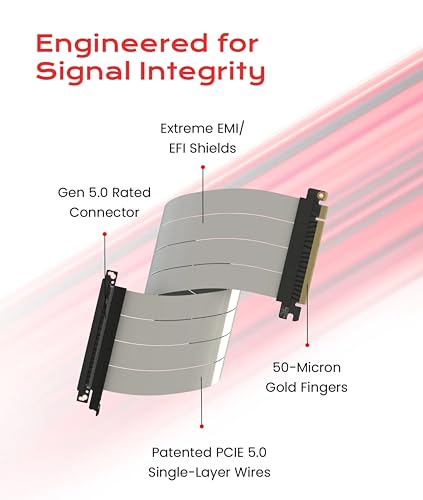 Image of LINKUP PCIE 5.0 Riser Cable | for Vertical GPU Mount | ITX Single Reverse | Graphics Card GPU Ready | Usable with PCIe 4.0 & RX9070 / RTX5090 | 40cm (Total Length: 44.5cm)