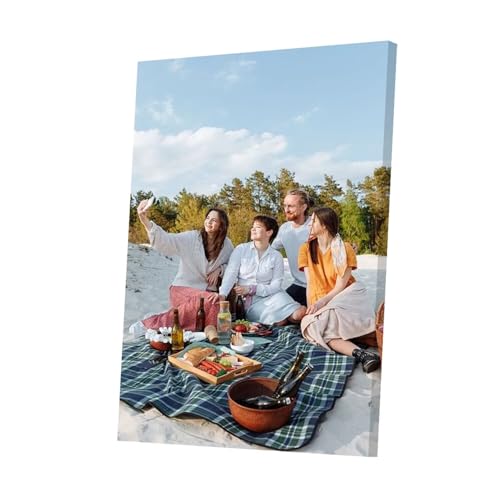 LANZOL Impresión en lienzo personalizada con tus fotos (sin marco, 30 x 20 cm), arte de pared, imágenes de lienzo personalizadas para decoración del hogar, regalos, recuerdos verticales