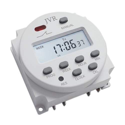 JVR 12V Timer Relay Switch, AC/DC Solar Battery, 16 Programmable Schedules |…