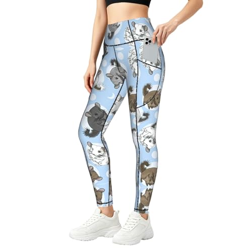 Leggings de moda para mujer con estampado de chinchillas azules y conjuntos para gimnasio