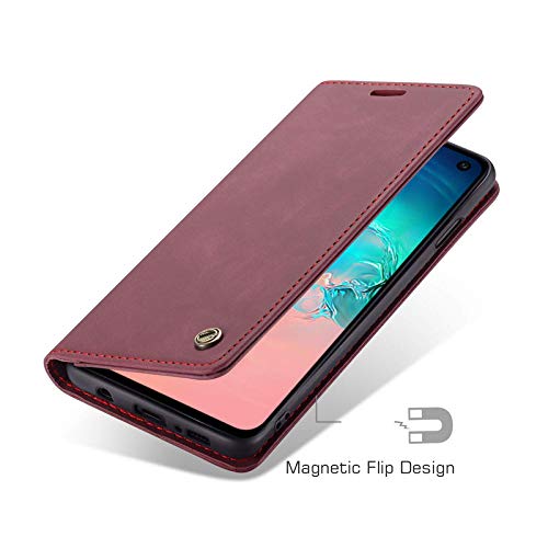Image of ClickCase for Realme Narzo 20 pro Sheepskin Series Faux Soft Leather Wallet Flip Case Kick Stand with Magnetic Closure Lightweight Slim Flip Cover for Realme Narzo 20 pro (Mauve Red)