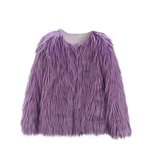 Girls Faux-Fur Jacket Fleece Fuzzy Warm Coat Kids Thick Winter Outwear Teens Trendy Furry Puffer Overcoat Plush