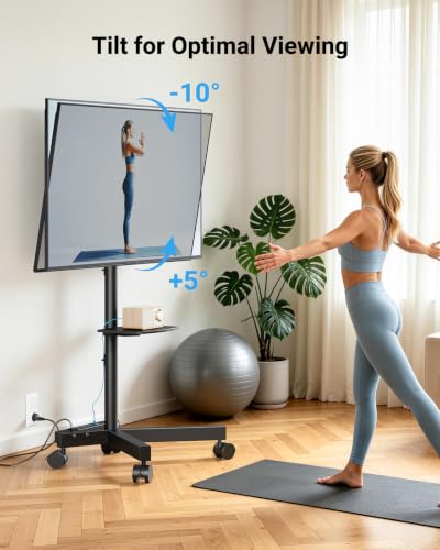 Image of PERLESMITH Rolling TV Stand with Power Outlet for 23-60 Inch TVs