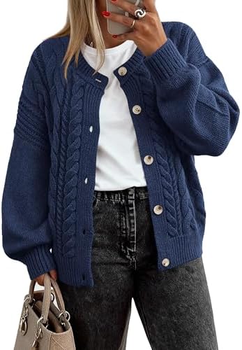 BTFBM Chunky Cardigan Sweaters for Women Fall Fashion 2025 Button Long Sleeve Loose Cable Knit Winter Coats Outerwear