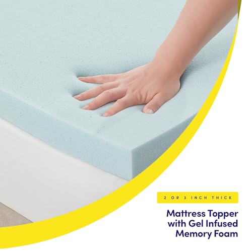 Image of Twin Mattress Topper 2 Inch Gel Infused Memory Foam Cooling Pad CertiPUR US Certified - Enhance Sleep Quality with Pressure Relief and Temperature Regulation, Twin