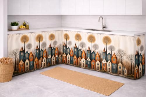 Image of Barebeauty Premium Printed Kitchen Sink Curtain | Kitchen Under Sink Curtain | Decorative Cabinet Cover | Washable & Dustproof | Modern Curtain (3, Design-1)