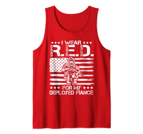 I Wear RED For My Fiance Remember Everyone Desployed Regalo de EE. UU Camiseta sin Mangas