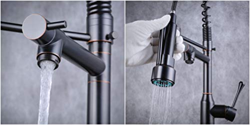 Kitchen Faucets With Pull Down Sprayer - Beelee Oil Rubbed Bronze Kitchen Faucet With Deck Plate, Single Handle Commercial Faucets For Camper Farmhouse Rv Kitchen Sink, Grifos De Cocina #TOP4