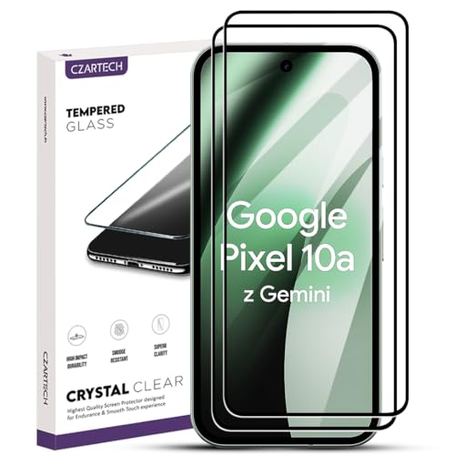 Image of Czartech Military-Grade Tempered Glass for Google Pixel 10A (Transparent) Full Screen Coverage with Easy Installation Kit (Pack of 2)