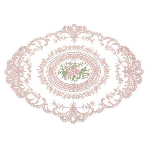 uxcell Retro Lace Placemat 12x16-in Oval Embroidered Table Place Mats