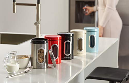 ECHTWERK stilvolle Vorratsdosen 3er Set-Rot, zur Aufbewahrung von Mehl/Zucker/Müsli/Tee, Metalldose mit Luftdichtem Deckel und großem Sichtfenster, Fassungsvermögen 1, 4L, Iron EW-CS-1033