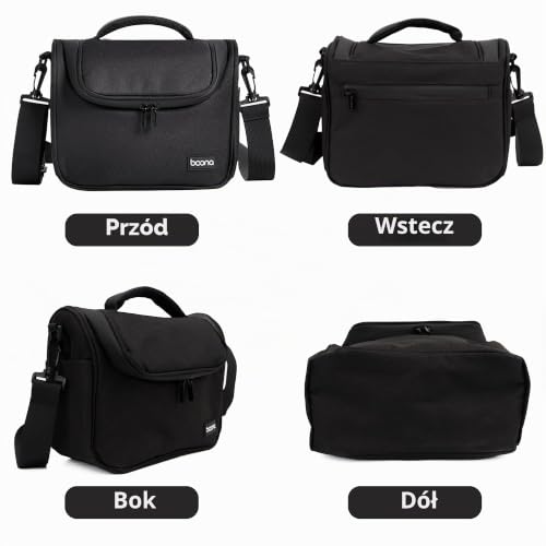 Linpr Torba na aparat SLR/DSLR, wodoodporna torebka na ramię, Czarny M