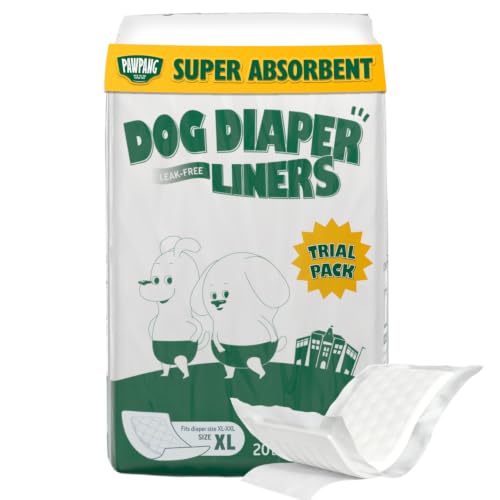 Image of PAWPANG Dog Diaper Liners Trial Pack, Absorbent Inserts, 20ct, X-Large
