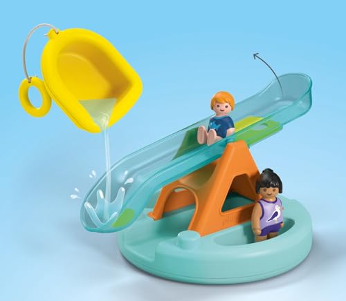 Playmobil 71687 Junior Aqua : Ilôt avec Toboggan Aquatique - incluant Un Petit Bateau et Une Pieuvre - Jouet fabriqué à partir de matière d'origine végétale - Dès 12 Mois
