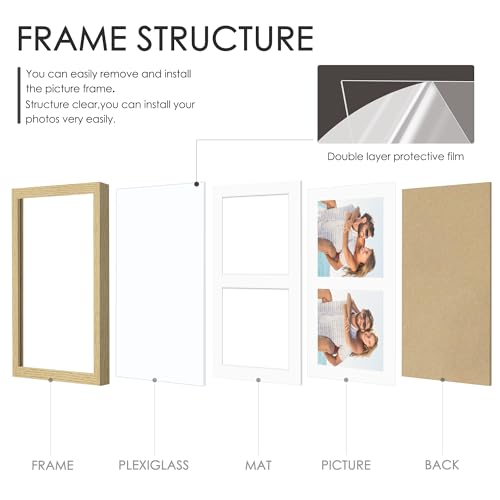 Image of DUENPY 8x10 Double 4x6 Picture Frame, Made of Natural Solid Wooden Picture Frames, Displays Double 4x6 inch Photos, or 8x10 (Without Mat) Wall Decor, Wall Hanging, or Tabletop, Solid Color.