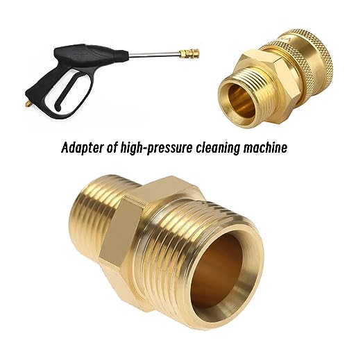 YINETTECH 2PCS Brass Pressure Washer Coupler 3/8 Inch NPT Male to M22 14mm Male Adapter Fitting 4500 PSI External Thread Pressure Washer Hose Connector Converter - Image 2