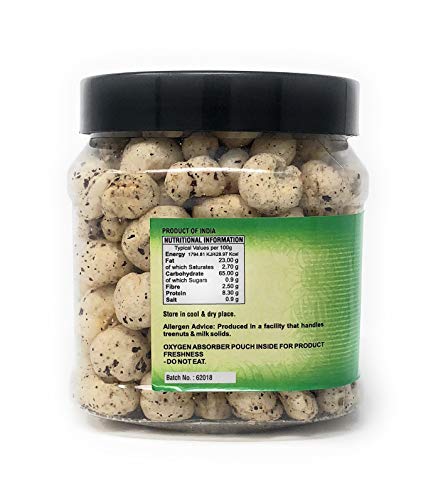 Image of Rani Jumbo Phool Makhana (Fox Nut /Popped Lotus Seed) Rock Salt & Pepper Flavor 3.5oz (100g) PET Jar ~ Indian Tasty Treats | Vegan | NON-GMO | Indian Origin