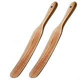 2 dünne Holzschildkröten zum Rühren von dicken Teigen, Gärmischungen und Erreichen von Behälterböden, sicher für Antihaft- und Keramikwaren