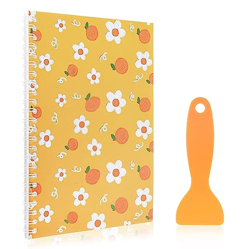 Sticker Collecting Album with Plastic Spatula, Reusable Sticker Book Stickers Storage Notepads Activity Sticker Collection Sticker Organizer Albums for Collecting Stickers, Labels (Orange)